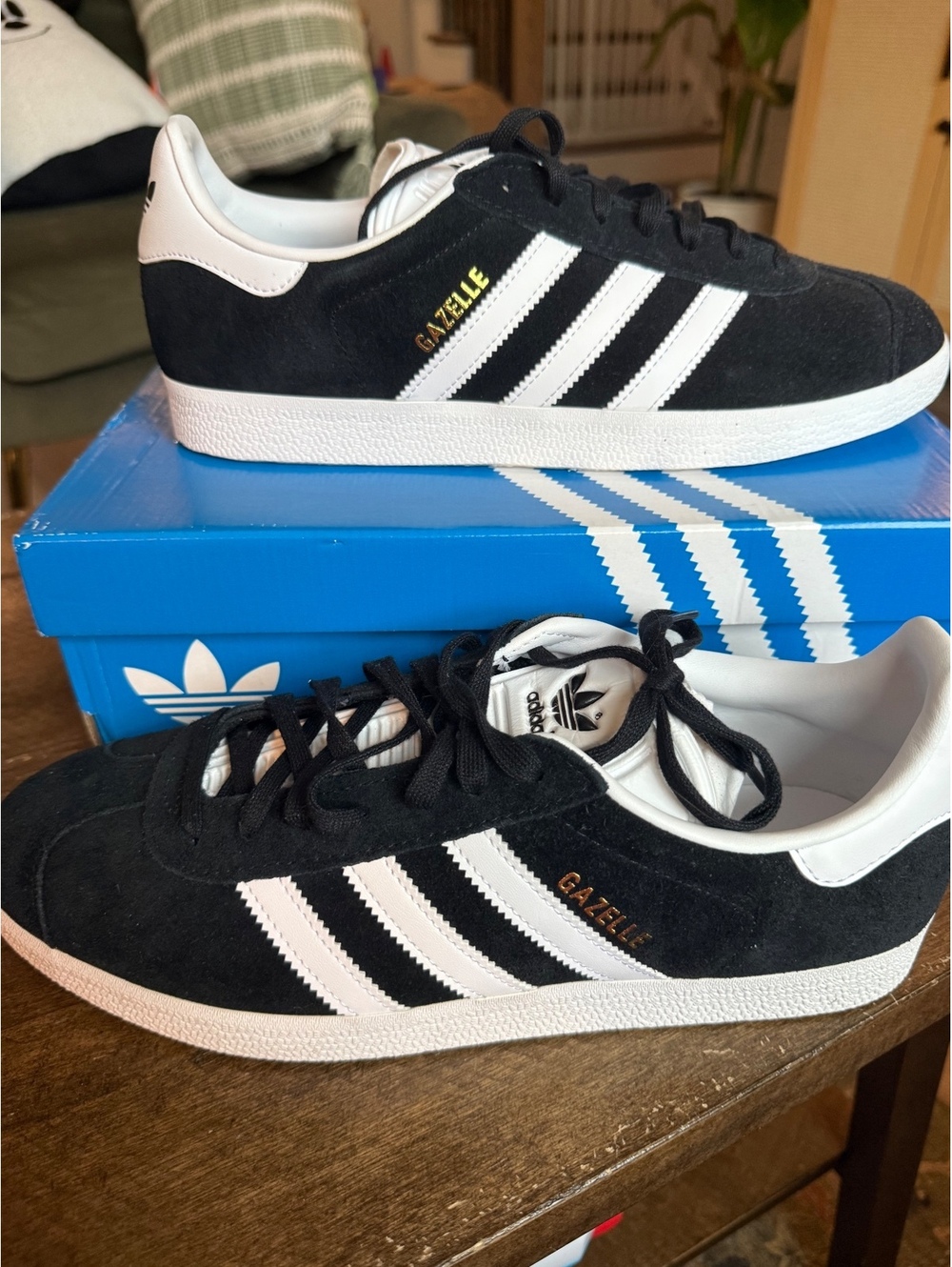 Adidas Gazelle Black and White Suede Sneakers Size 10